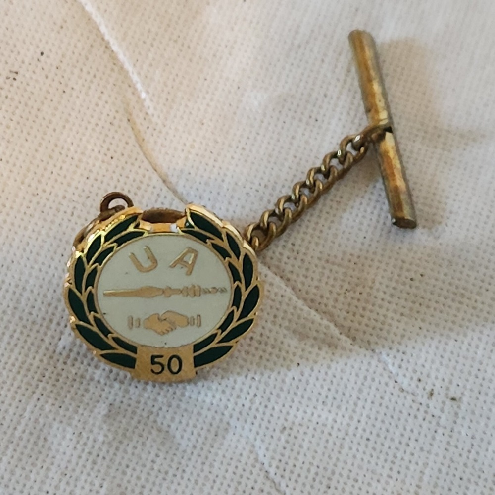 UA 50 Years United Association of Plumbers Pipefitters‎ Union Service Tie Pin